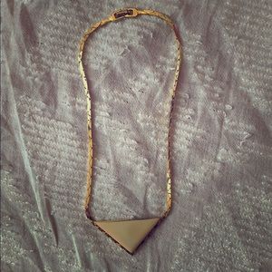 Vintage Monet gold cream triangle necklace